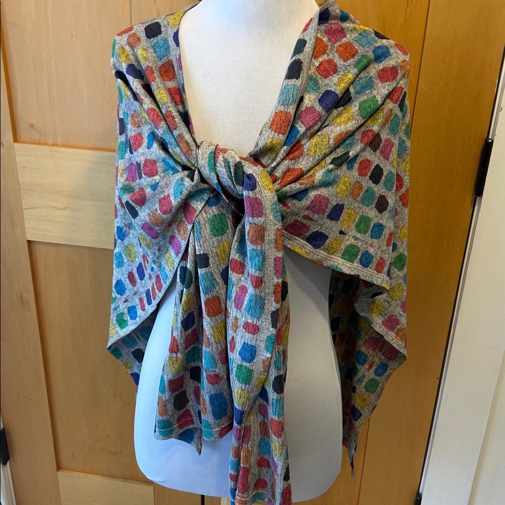 Et'Lois Wrap Shawl One Size Multicolor Rainbow Soft Knit USA Made